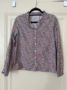 Colorful Floral Doen Button Up Blouse